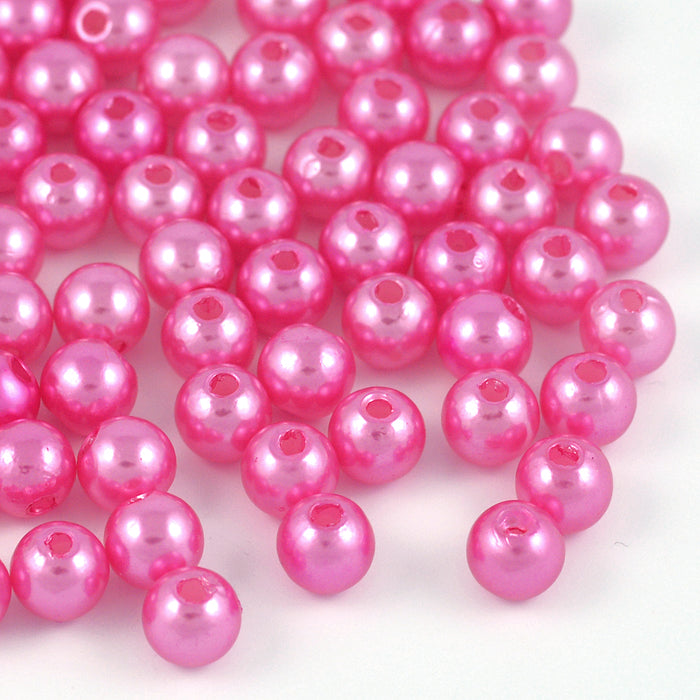 Pearl imitation in acrylic, 6mm, bright pink, 200pcs