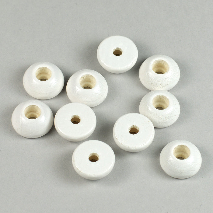 Half pearls in wood, white, 12 pcs