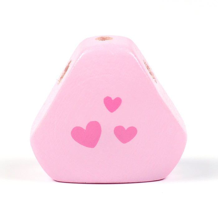 Triangular wooden body, light pink with hearts