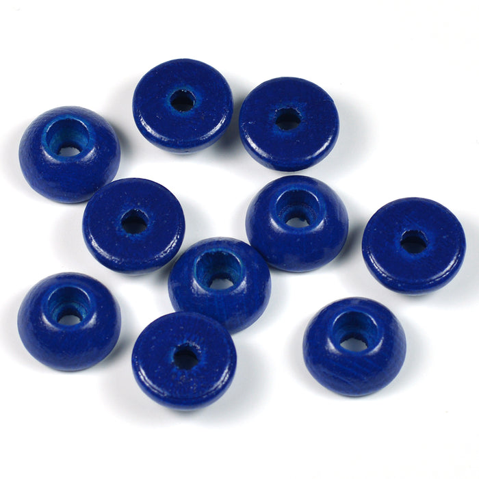 Wooden half beads, dark blue, 12 pcs