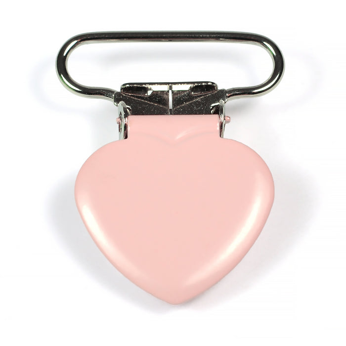 Metal clip, heart, powder pink