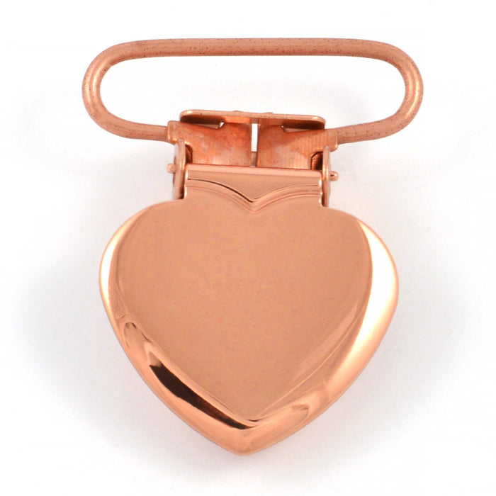 Metal clip, heart, copper
