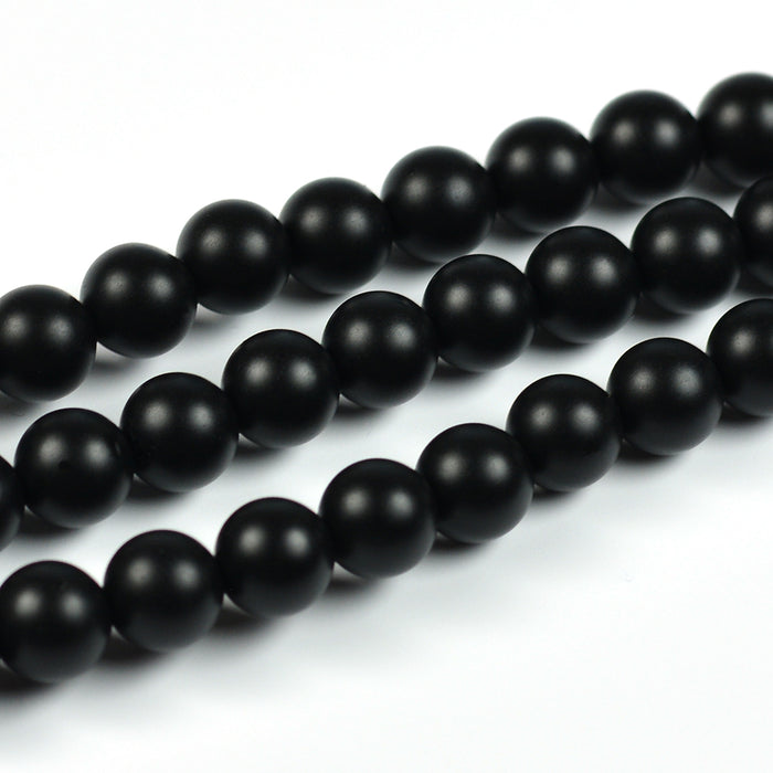 Lätt frostade agat pärlor, svart, 6mm