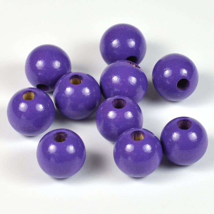 Wooden beads, 12mm, purple, 35pcs