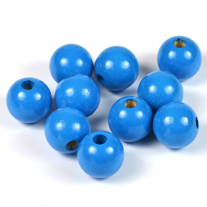 Träpärlor, 12mm, blå, 35st