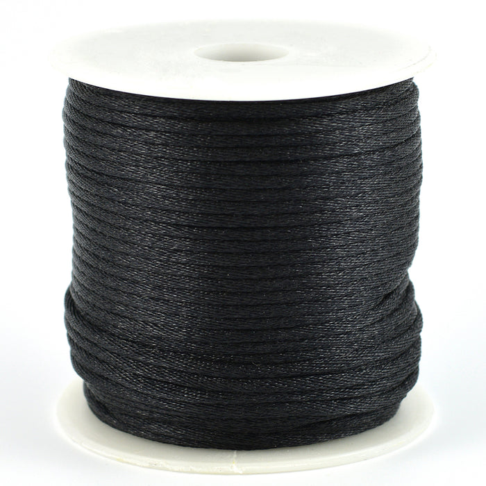 Satin cord, black, 1.5mm