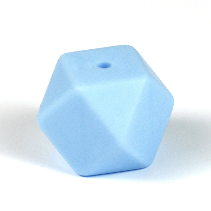 Kantig silikonpärla, ljusblå, 18mm