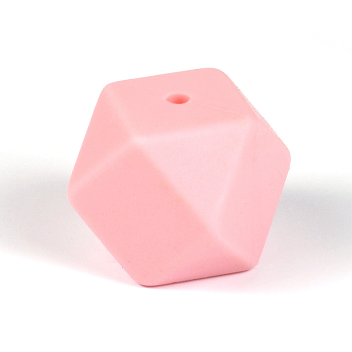 Angular silicone bead, light pink, 18mm