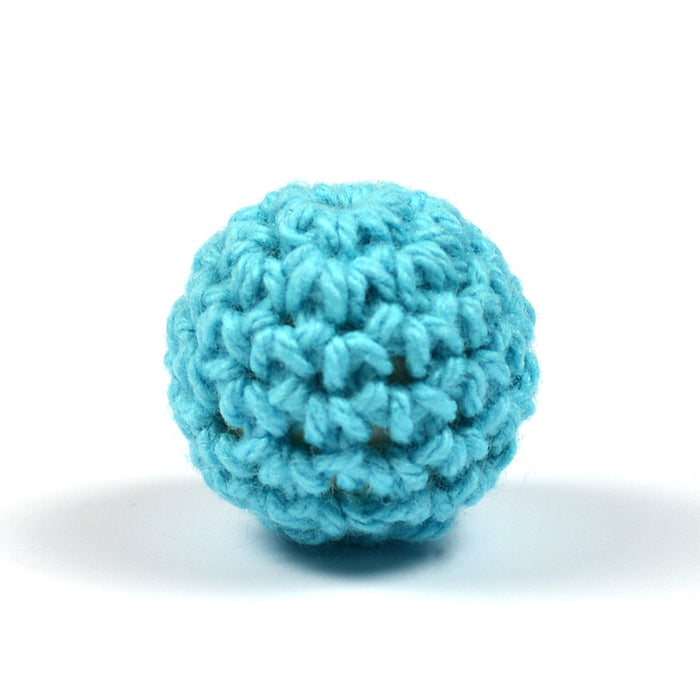 Crocheted bead, turquoise, 16mm