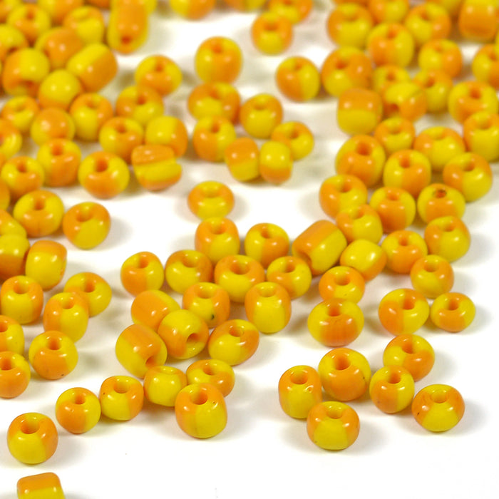 Seed Beads, 4mm, tvåfärgad gul-majsgul, 30g