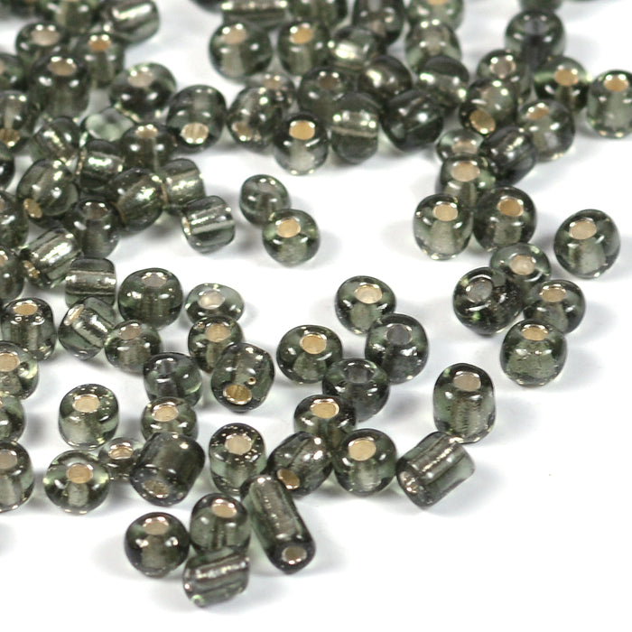 Seed Beads, 4mm, silver lined grey, 30g