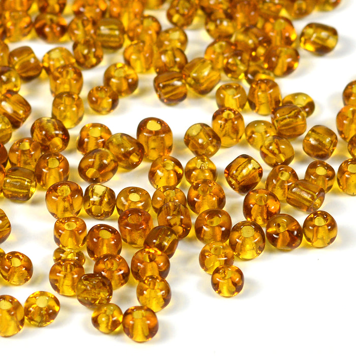 Seed Beads, 4mm, transparent caramel, 30g