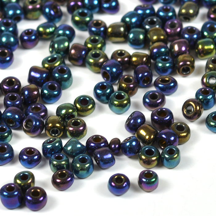 Seed Beads, 4mm, midnight blue metallic, 30g