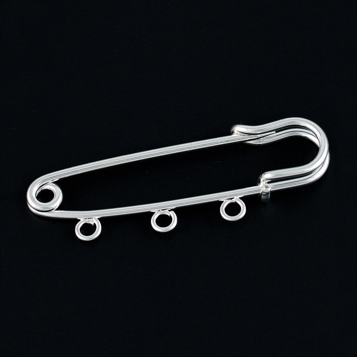 Kilt pin with 3 loops, silver, 50mm, 1pc