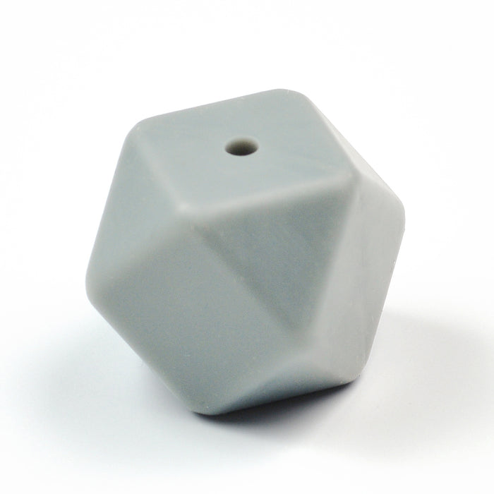 Kantet silikonperle, lys grå, 18mm