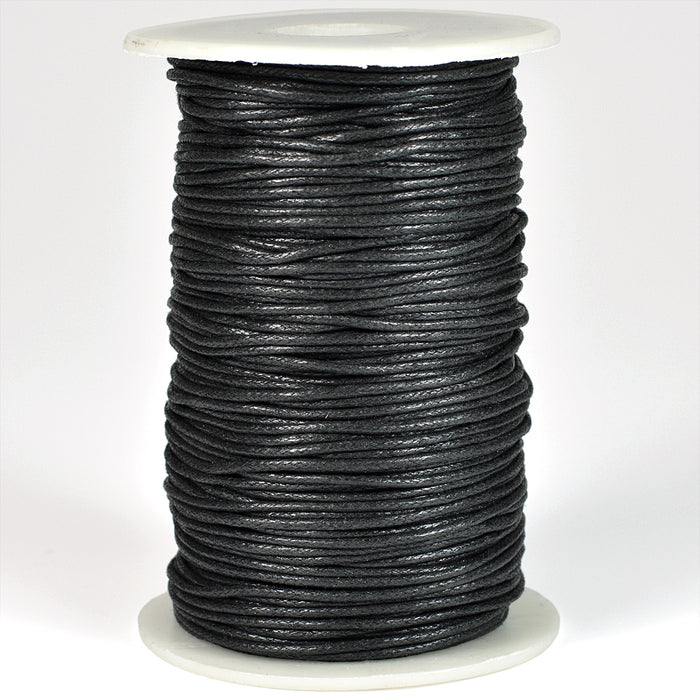 Waxed cotton cord, black, 1.5mm