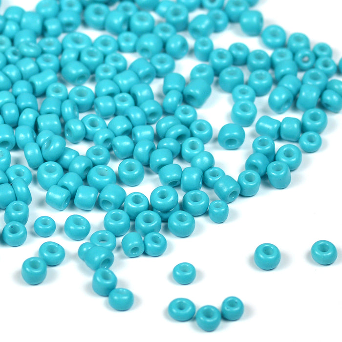 Seed Beads, 3mm, opak turkos, 30g