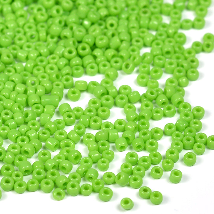 Seed Beads, 2mm, opak ljusgrön, 30g