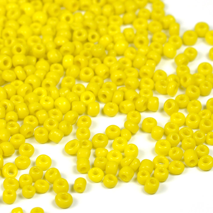 Frøperler, 2 mm, ugjennomsiktige gule, 30 g