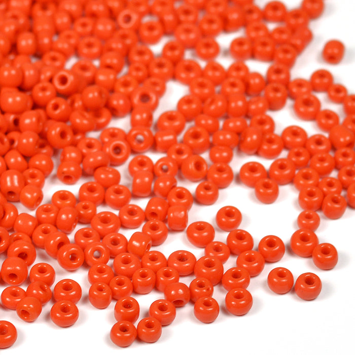 Seed Beads, 2mm, opaque poppy red, 30g