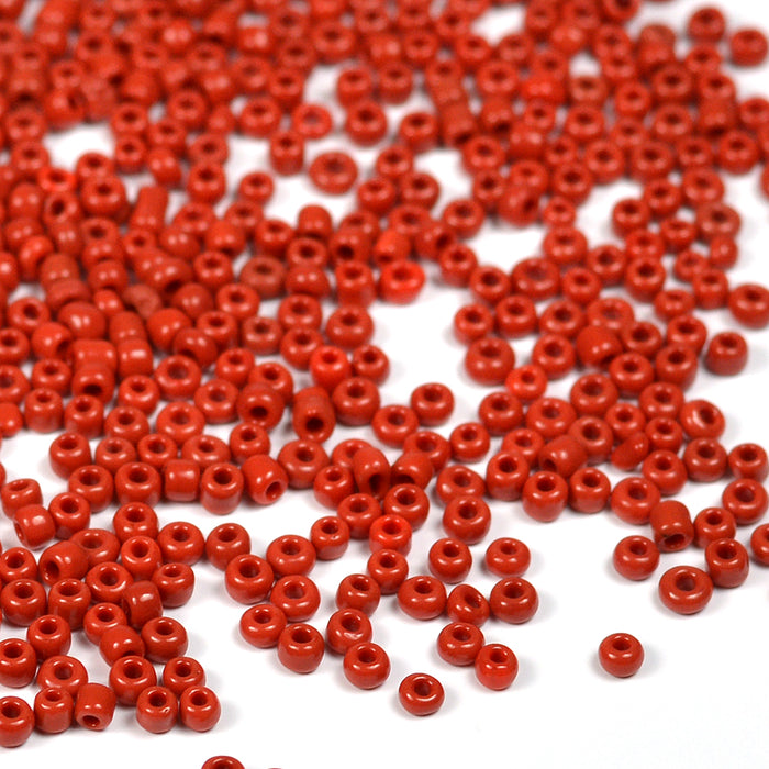 Seed Beads, 2mm, opak karminröd, 30g