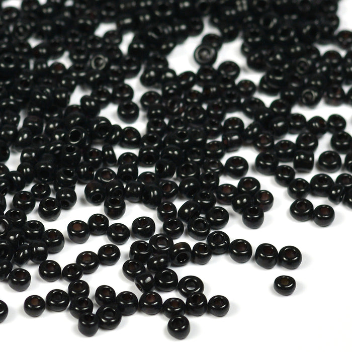 Seed Beads, 2mm, opaque black, 30g