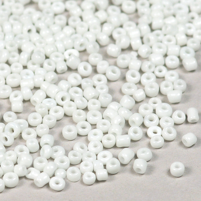 Seed Beads, 2mm, opak vit, 30g