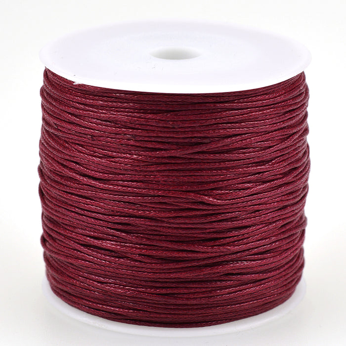 Waxed cotton cord, burgundy, 1mm