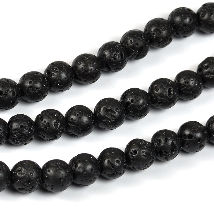Lava pärlor, svart, 6mm