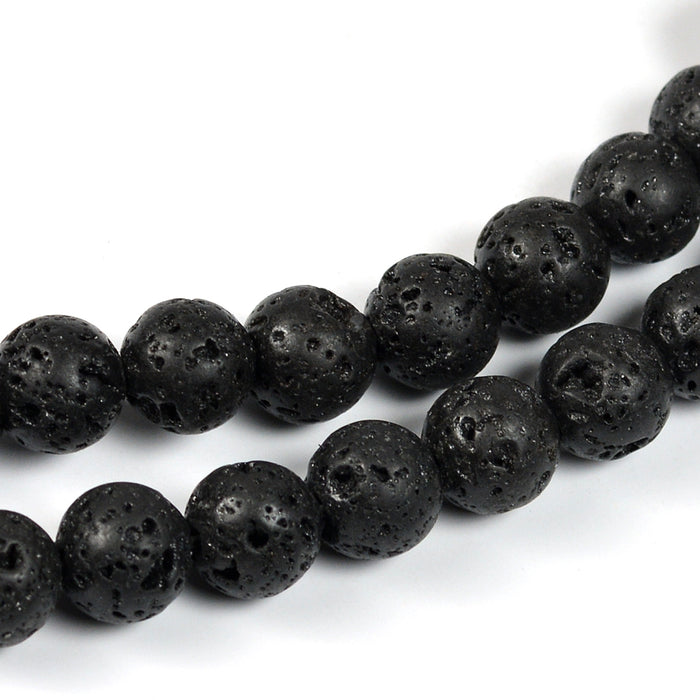 Lava pärlor, svart, 8mm