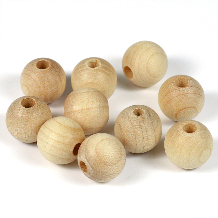 Wooden beads, 12mm, untreated, 35 pcs