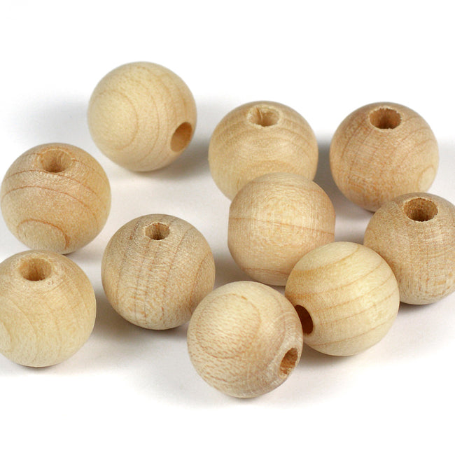 Wooden beads, 15mm, untreated, 20 pcs