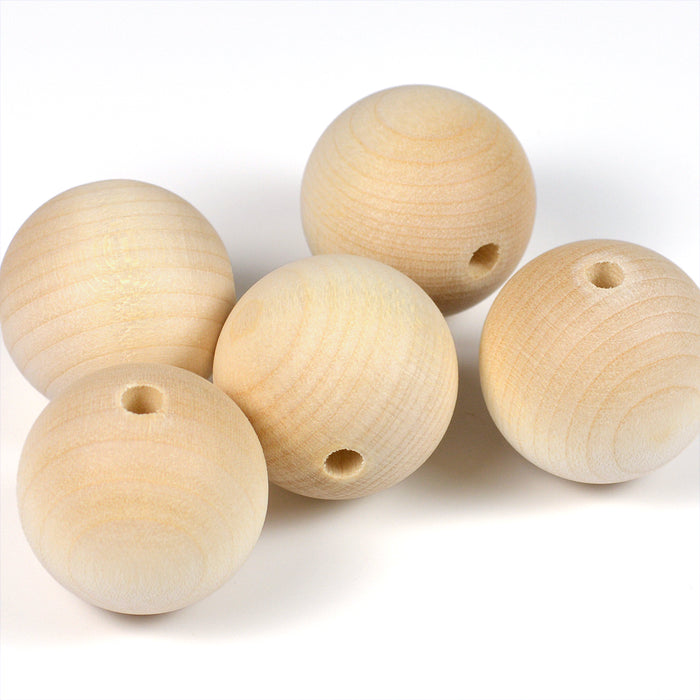 Wooden beads, 25mm, untreated