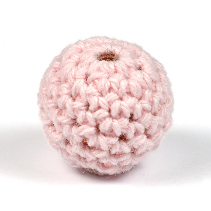 Crocheted bead, powder pink, 20mm