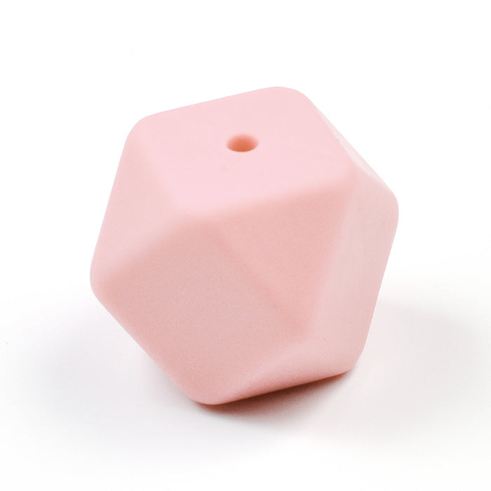 Angular silicone bead, powder pink, 18mm