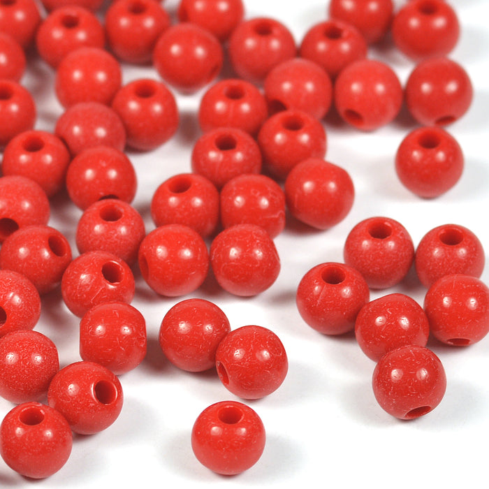 Round acrylic beads, red, 6mm, 300pcs