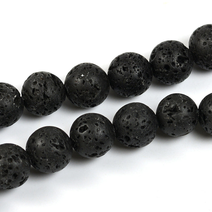 Lava pärlor, svart, 10mm