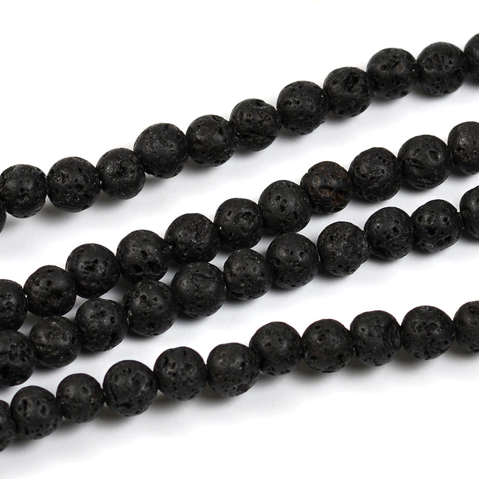 Lava pärlor, svart, 4mm