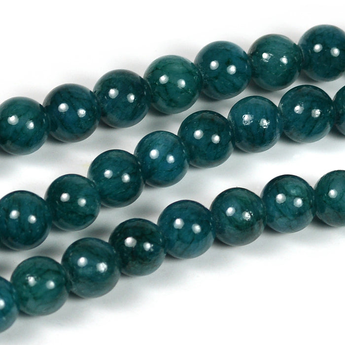 Jade beads, petrol, 6mm