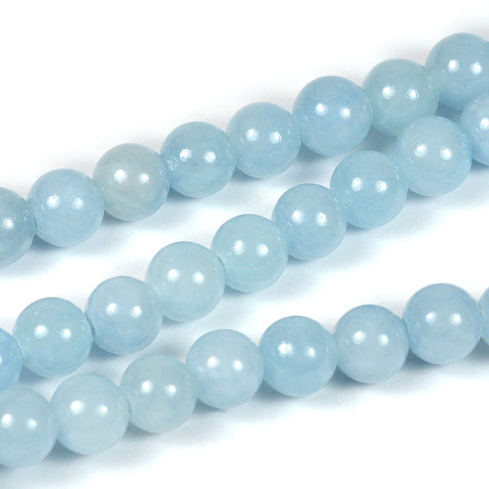 Jade pärlor, ljusblå, 6mm