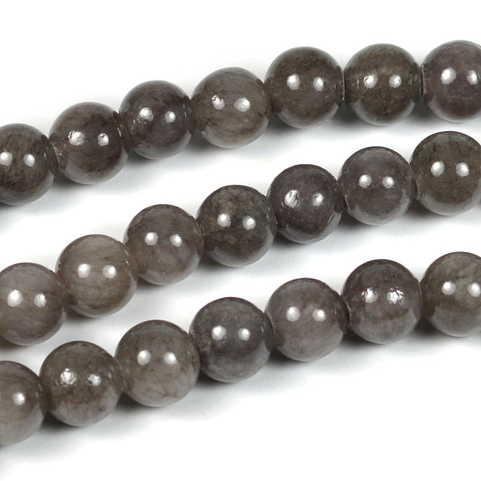 Jade pärlor, mullvadsgrå, 6mm