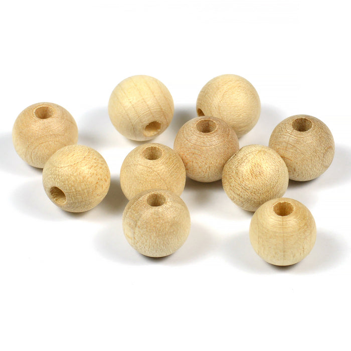 Wooden beads, 10mm, untreated, 50 pcs