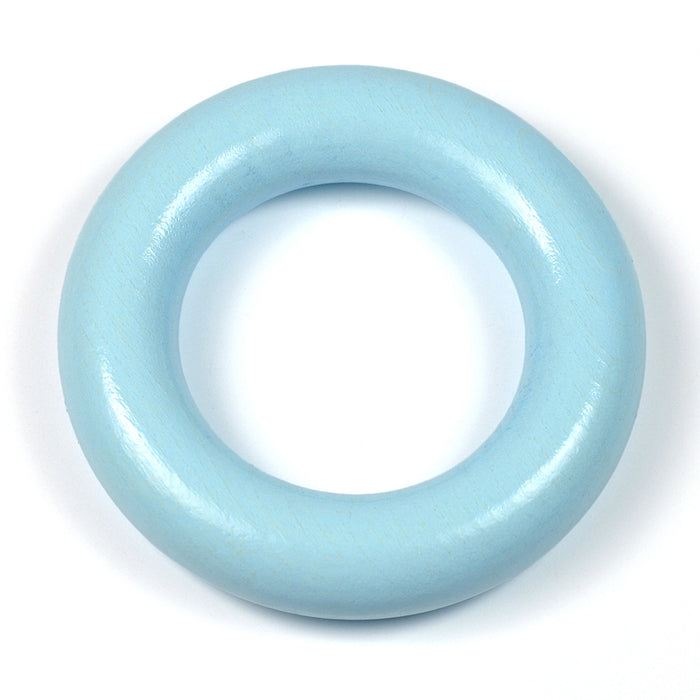 Middle wooden ring without hole, light blue
