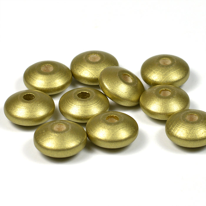 Large wooden lenses, gold, 40 pcs