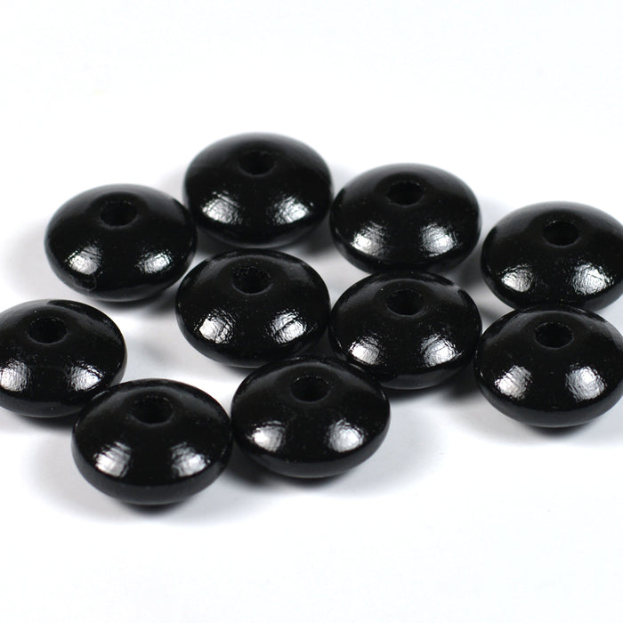 Large wooden lenses, black, 40 pcs