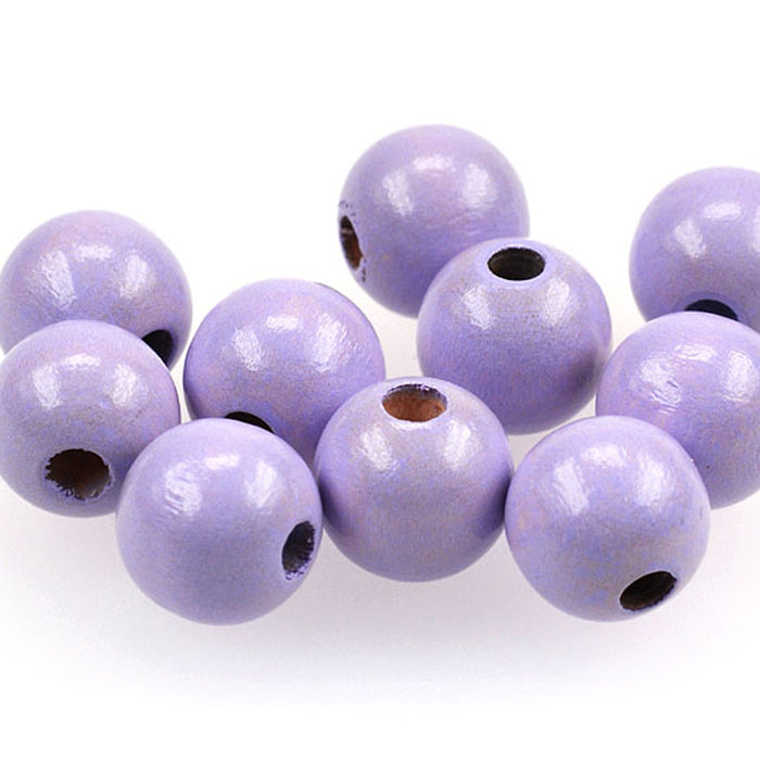 Wooden beads, 15mm, lavender, 20pcs