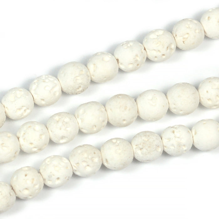 Lava pärlor, vit, 6mm