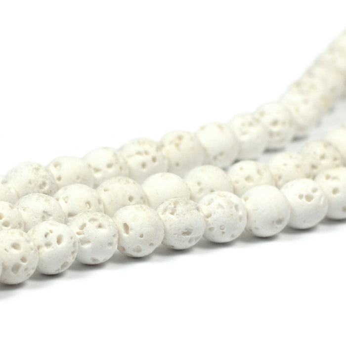 Lava pärlor, vit, 6mm