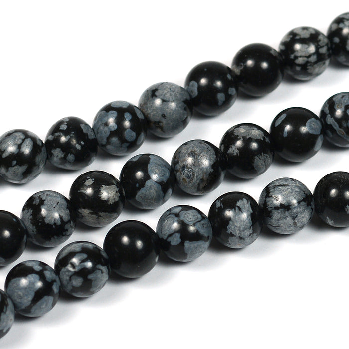 Snowflake obsidian pärlor, 6mm