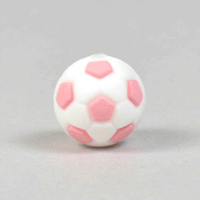 Round silicone bead, football, 15mm